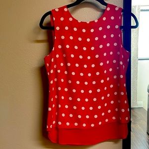 Rose+Olive Red polka dot sleeveless blouse